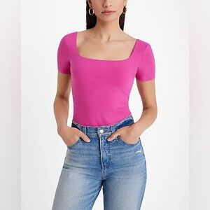 Express Body Contour Stretch Cotton Square Neck Bodysuit NWT medium